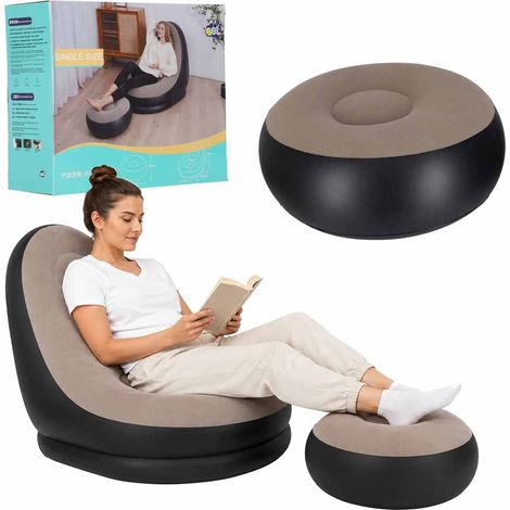 Sillón hinchable con reposapiés y bomba. (1/5)