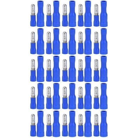 25 paires de cosses isolées mâles et femelles à sertir rapidement pour fils de calibre 16-14 AWG (1/4)