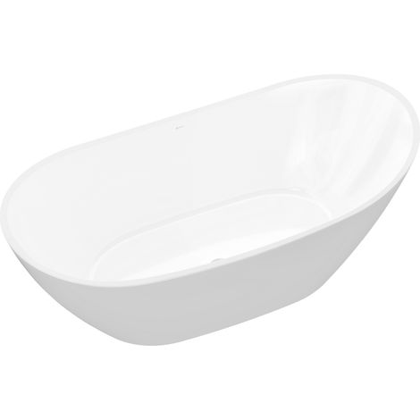 Bernstein – Baignoire îlot acrylique double paroi 170 x 78 cm – Blanc brillant – Écoulement central avec siphon inclus – Isolation thermique optimale