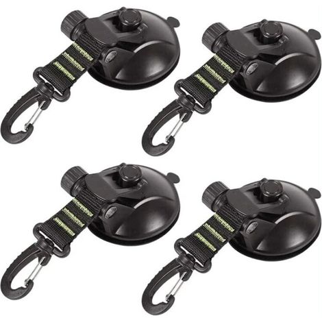 Lot de 4 ventouses d'ancrage avec fixation à ventouse pour voiture, camping, bâche, accessoire ventouse multifonction pour tentes comme auvent latéral de voiture (1/4)