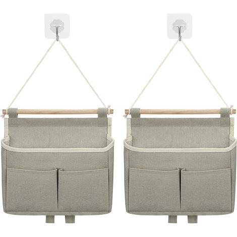 Sac De Rangement Mural, 2pcs Sac à Suspendre Organisateur De Poche (Gris) (1/5)