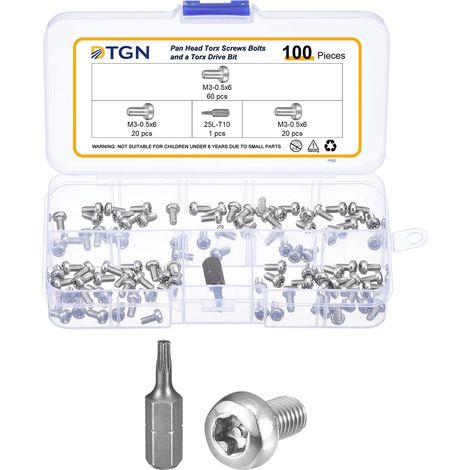 Vis de sécurité Torx à tête bombée M3x6mm Lot de 100 (1/5)