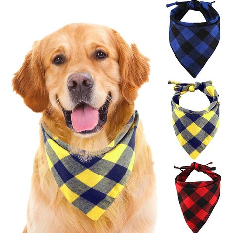 Ensemble de bandanas classiques pour chiens, foulards triangulaires à carreaux, bavoirs et mouchoirs, accessoires de déguisement pour chiens, chats et autres animaux de compagnie de petite, moyenne et (1/5)