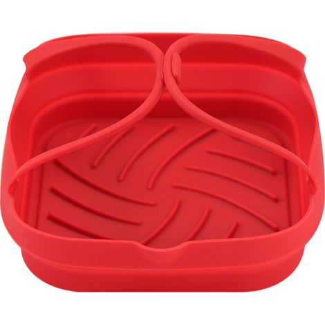 Tapis de grill pour friteuse à air en silicone 20cm avec poignée, moule de cuisson carré, outil de cuisine pliable écologique. (1/5)