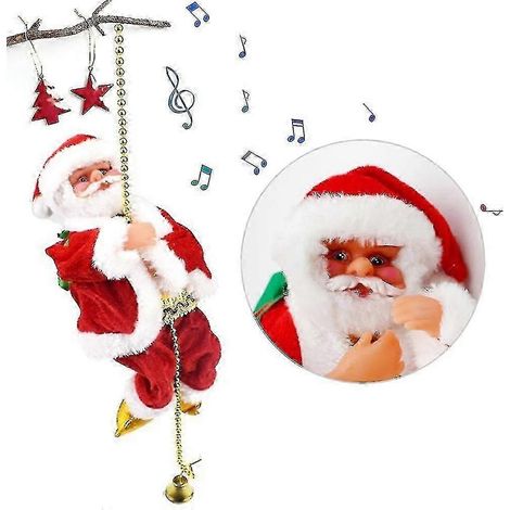 2026 Neues Jahr Weihnachtsmann Musikalische Elektrische Puppe Weihnachtskletterseil Weihnachtsmann Weihnachtsdekor Geschenk Spielzeug (1 Stück - rot) (1/5)