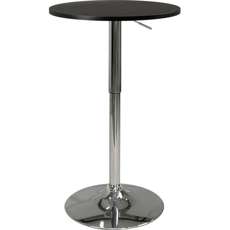 Table de bar ronde SETI, table de bistrot, table pour manger debout, hauteur réglable, base blanche, diamètre 60 cm, pivotante Seti (blanc intégré) (1/5)