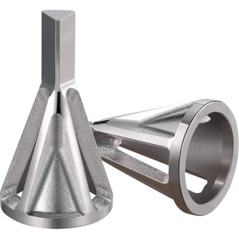 Utensile per sbavatura in 2 pezzi per smussi esterni, strumento per smussatura, rimozione di punte da trapano, riparazione rapida di danni, gambo triangolare dorato con filettatura esagonale. (1/5)
