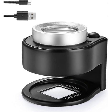 Loupe de précision 30X, rechargeable par USB, 6 lampes, portable, en métal, pour la couture, le textile, l'optique, la bijouterie, les pièces de monnaie, les billets et les timbres. (1/5)