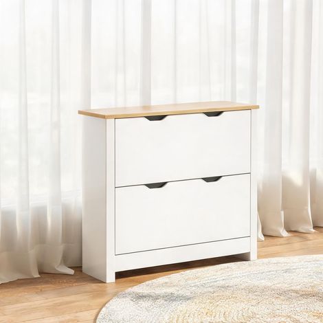 Meuble à chaussures blanc Bois naturel en bois 105 x 26 x 80 cm (1/5)