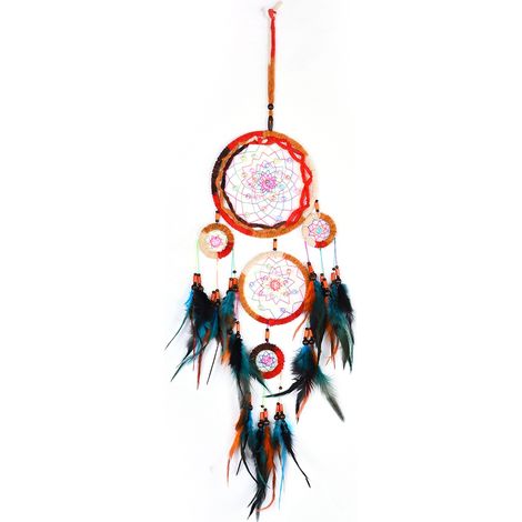 Attrape-rêves avec perles et plumes, pendentif mural circulaire, décoration attrape-rêves, carillon éolien (1/4)