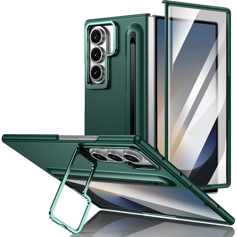 (Vert, Galaxy Z Fold5) Étui de protection multifonctionnel avec support d'objectif, antichoc et protection d'écran intégrée (1/5)