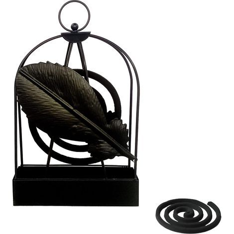 Porta-spirale antizanzare, scatola antizanzare, porta-incenso in metallo, porta-incenso classico (nero) (1/5)