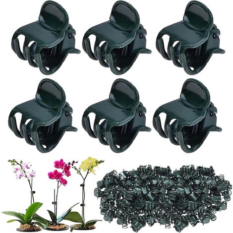 200 Pflanzenstützen für Kletterpflanzen – Kunststoff-Gartenclips für Stängel und Ranken – für Tomaten, Weinreben – 15 x 14 mm – Grün