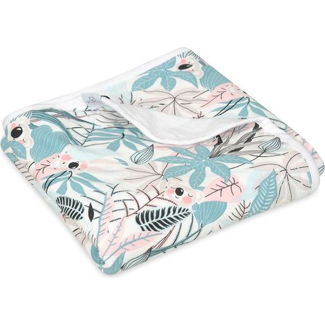 Manta infantil de algodón de 75x100 pulgadas con estampado de hojas de koala a doble cara. (1/5)
