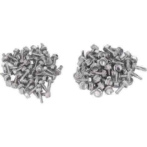 Assortiment de 100 vis autoperceuses à tête hexagonale en acier inoxydable 410, 4,2 x 13 mm et 4,8 x 13 mm (1/5)
