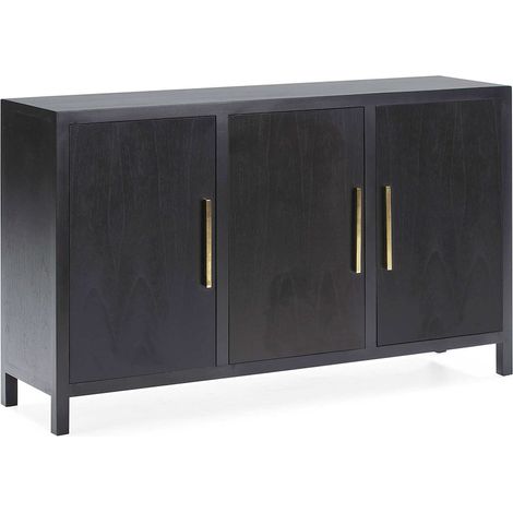 Buffet bois de cèdre et métal noir doré design élégant - noir profond et doré raffiné (1/3)
