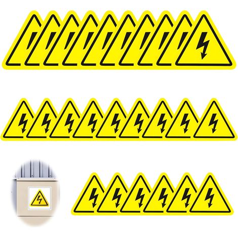25 PCS Autocollants Electriques, 5cm 10cm Danger Electrique Autocollants Autocollant Electricité Avertissement PVC Adhésif Electricité Danger Triangulaire Pour Durabilité Extérieure Intérieur (1/5)