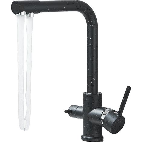 Grifo con filtro de agua, control de temperatura dual, rotación de 360 ​​grados, negro con punto (1/2)