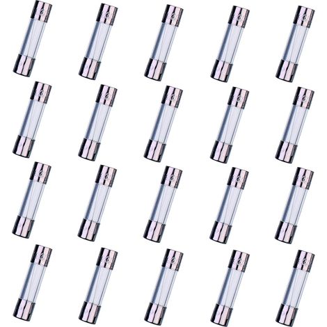 20 Fusible, Verre 5x20mm, 6.3A 250V, Action Rapide, Pour Électroménager
