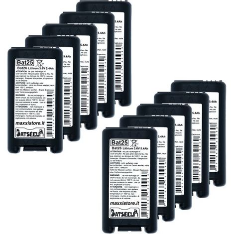 Batsecur 10 pila batteria litio BAT25 Logisty 3,6V 5,4Ah compatibile BATLI25