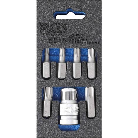 Jeu d Embouts 10 mm (3/8) Profil T Torx - 7 pcs - Précision et Polyvalence, Acier, Cliquet 3/8 - D-Work