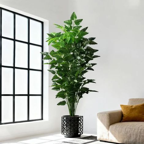 (145 cm, 36 branches) Grand arbre artificiel de feuilles de Perse, faux palmier, branche de Monstera en plastique, grande fougère tropicale pour la décoration de la maison et du jardin