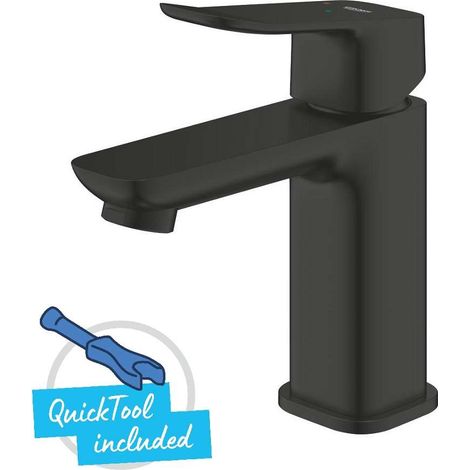 Grohe Dice - Waschtischarmatur mit Push-Open-Ablaufgarnitur, Kaltstart, schwarz matt 1018612430