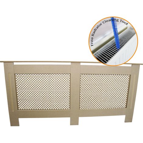 MonsterShop - Cubreradiador para Esconder Ocultar Radiadores en MDF 1720x820x188mm Cubierta Radiador Acabado Natural Moderno Personalizable Cubreradiadores Cubre Radiadores con Cepillo Limpieza GRATIS