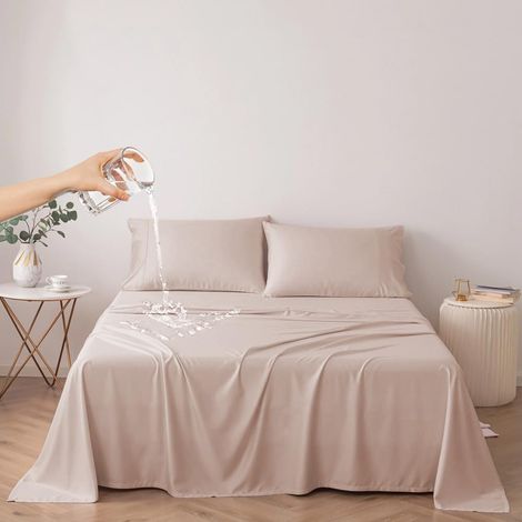 Waterproof Bedspread, Waterproof Bed Sheet, Mattress Protector, Sofa Cover for Dogs, Cats, Children (Camel, Cal King/King 250 x 230 cm) (1/5)