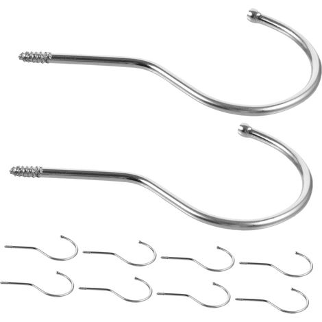10 crochets à vis - inox - argenté - pour suspension et mur (1/5)