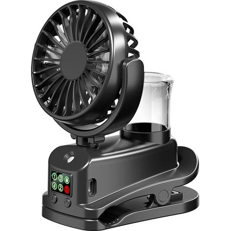 Ventilador portátil KZQ 3 en 1 con diseño de clip giratorio de 360°, recargable para exteriores y viajes. (1/5)