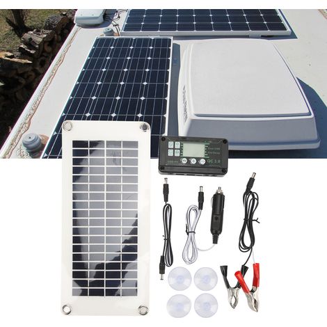 (Video verfügbar) Wohnmobilzubehör: 30W polykristallines Solarpanel + 50A Controller, Dual-USB-Spannungsregler, 12V-Ladefunktion. (1/5)