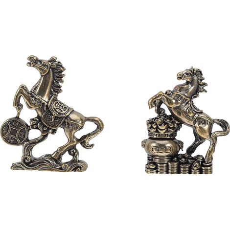Healeved Lot de 2 figurines miniatures en laiton représentant des chevaux du zodiaque , symboles pro (1/5)