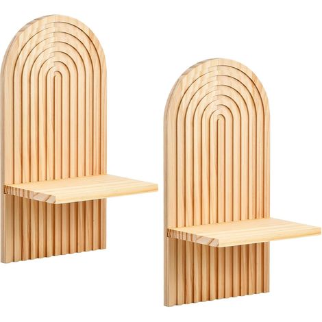 Étagère Murale Bohème en Bois, Étagère Flottante avec Fixation Cachée, Décoration Murale pour Salon, Chambre, Entrée, Chambre d’Enfant (1/5)
