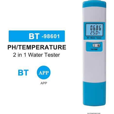 Testeur intelligent de qualité de l'eau BT : pH, température, multi-usages pour l'aquaculture, l'eau potable, les aquariums et les piscines. (1/5)