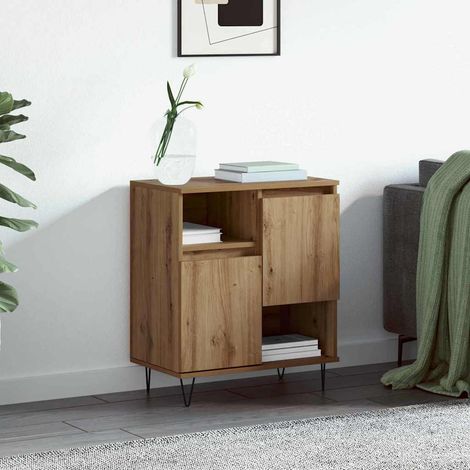 Buffet-Meuble de rangement chêne artisanal 60 x 35 x 70 cm Bois d'ingénierie 725678 (1/5)