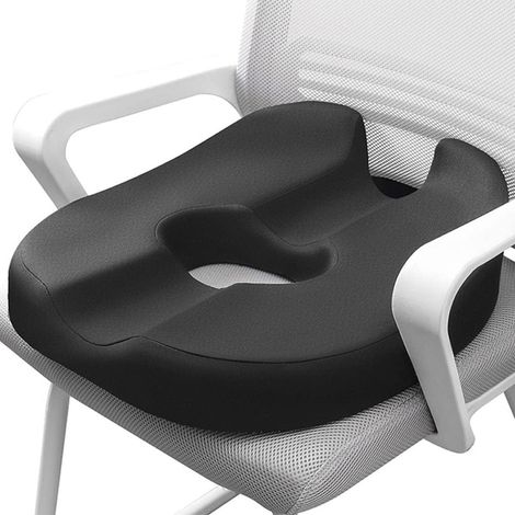 1 coussin en mousse à mémoire de forme - QFC066, tissu sergé noir amélioré, grande taille - 47 x 42 x 7 cm (1/5)