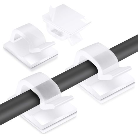 Set di 70 clip per cavi autoadesive trasparenti, ideali per organizzare i cavi in auto, in ufficio o a casa. Adatte anche per decorazioni natalizie da parete e luci decorative. - AquaForge (1/5)