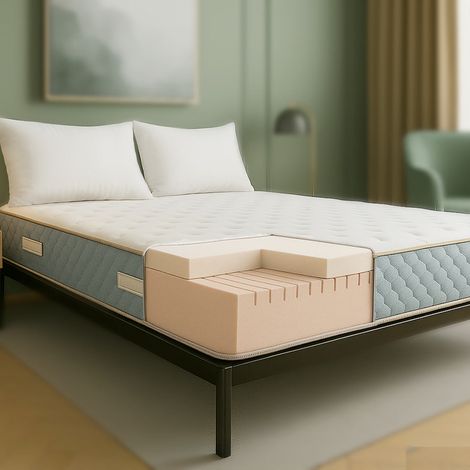 The White Stone Matelas 90x190 cm en Mousse Hypoallergénique et Memory Foam, Hauteur 22 cm - Hypoallergénique et Anti-acariens - Fabriqué en Italie