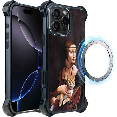 Funda ibizu DropGuard Ultra para iPhone 16 Pro con MagSafe, Leonardo Da Vinci, dama con gato (1/5)