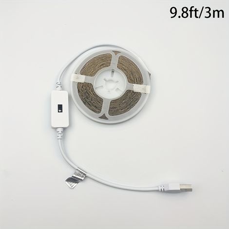 Bandes lumineuses LED à capteur de mouvement alimentées par USB, de 10 à 32,8 pieds, commutateur à détection automatique, lumière blanche et chaude, idéales pour escaliers, placards, cuisines (1/5)