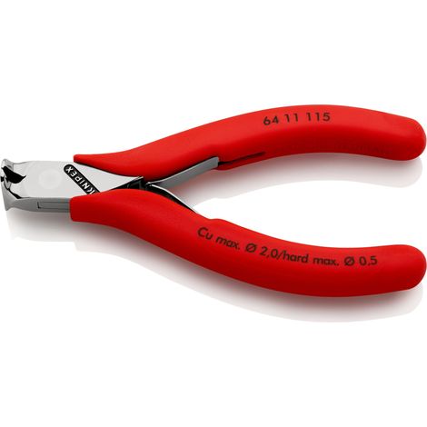 KNIPEX 64 11 115 Alicate de corte frontal para electrónica con fundas de plástico antideslizantes 115 mm