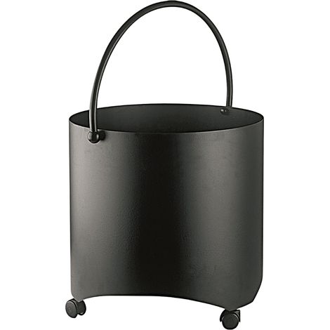 Panier à roulettes avec anse pour bûches Durven Noir Edilinox