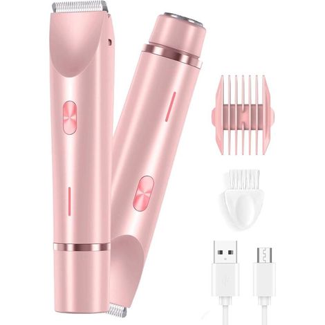 Silky Glow Rasoir Électrique Femme 2 en 1, 2025 Nouvelle Tondeuse Bikini Imperméable, Utilisation Humide et Sèche, Tondeuse Electrique, Rasoir Corps Double Tête pour Avant-Bras, Jambe, Bras (1/5)