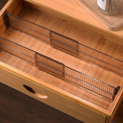 organisateur de tiroir (lot de 4) – séparateur de tiroir réglable en plastique – range couverts pour tiroir de cuisine, salle de bain ou chambre à coucher– noir transparent (1/4)