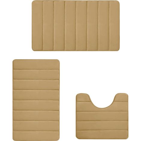 Tapis De Bain - Mousse À Mémoire De Forme - Antidérapant - Absorbant - Lavable En Machine - Pour Salle De Bain Et Toilettes - Lot De 3 (1/5)