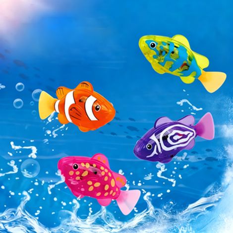 Poisson jouet électrique interactif pour animaux de compagnie, avec lumière LED étanche, balancement à vitesse variable dans l'eau, queue réaliste aux couleurs changeantes (lot de 4) (1/5)