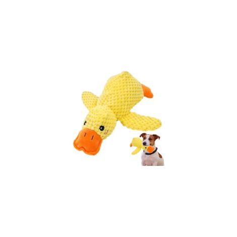 Jouet canard apaisant chien - 1 pc, Jouet à mâcher peluche jaune couineur, Oreiller confortable intérieur extérieur - Jaune (1/5)