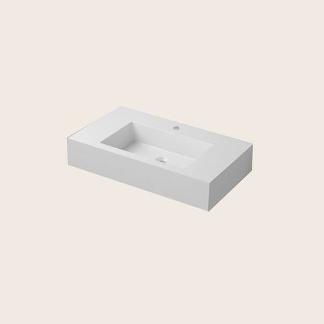 Exagonshop Lavabo 80x46 sospeso in resina bianco lucido