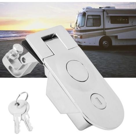 QI123648 Compression Lock Compression Latch with Zinc Alloy Lock and 2 Keys for Motorhomes, Yachts, and Logs (1/4)